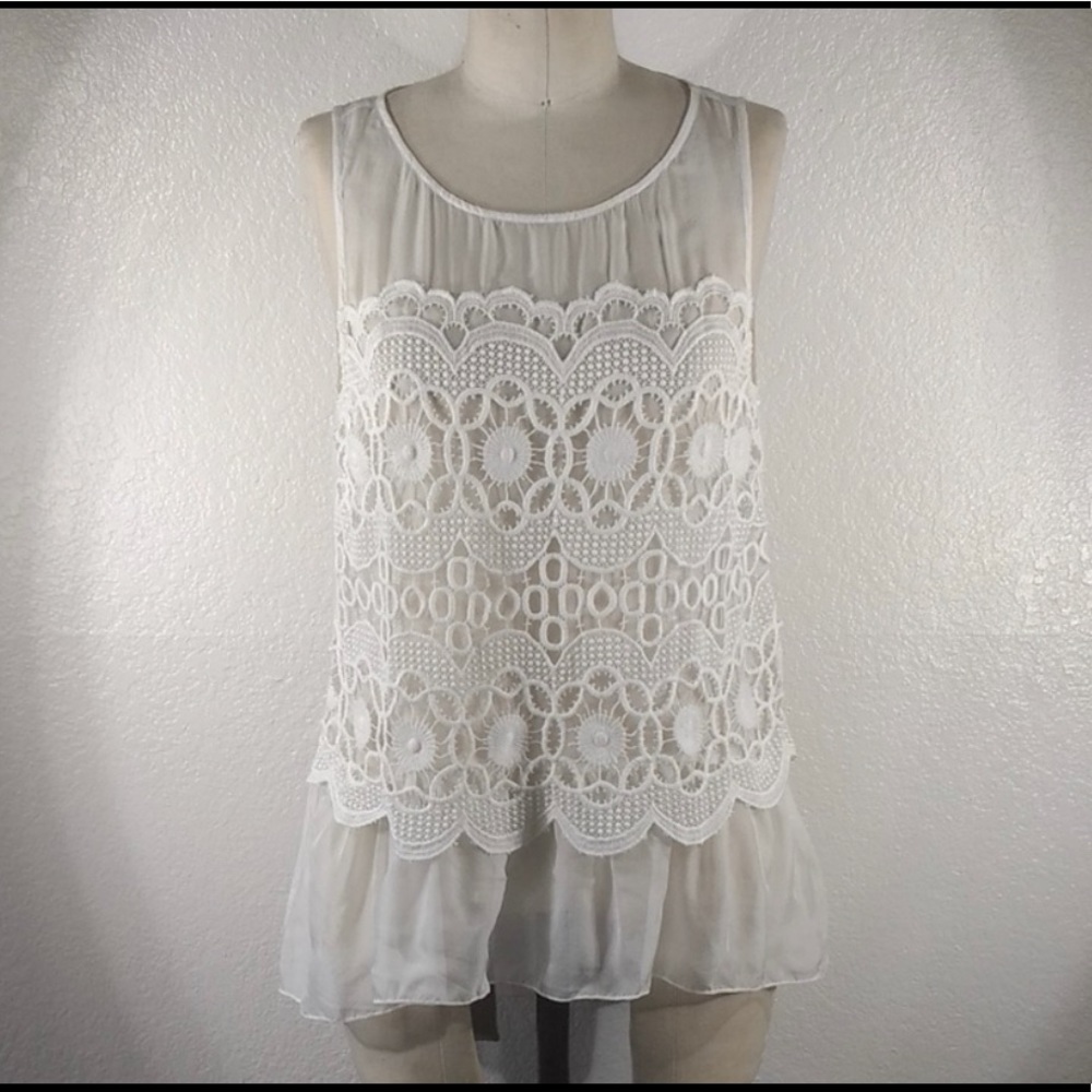 Johnny Was 4LNL Silk Chiffon Tank Blouse Sz S